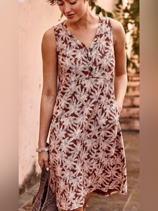 J. Jill Dresses & Skirts - NWT J. Jill Seamed V-Neck Palm Print Tank Dress in Auburn Skies Sz L